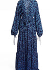 AZI BLUE LONG SLEEVE CHIFFON KIMONO