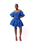 SADE African print smocked body mini dress