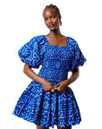 SADE African print smocked body mini dress