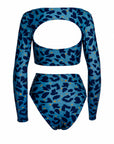 AZI BLUE LONG SLEEVE SWIMSUIT TOP