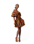 TOSAN African print smocked body mini dress