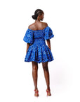 SADE African print smocked body mini dress
