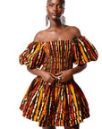TOSAN African print smocked body mini dress