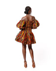 TOSAN African print smocked body mini dress