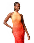 EVE RUCHED HALTER MAXI DRESS