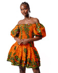 OYIN African print smocked body mini dress