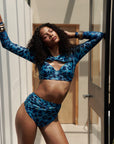 AZI BLUE LONG SLEEVE SWIMSUIT TOP