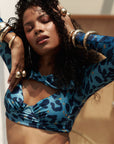 AZI BLUE LONG SLEEVE SWIMSUIT TOP