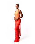 EVE RUCHED HALTER MAXI DRESS