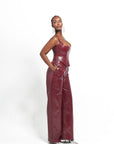 ONO Faux Leather Corset Top in Burgundy