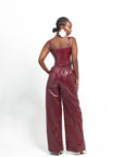 ONO Faux Leather Corset Top in Burgundy