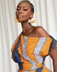 SOMIE African Print One-shoulder Mini Dress