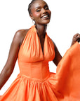 Linen GRACE Mini Dress In Orange