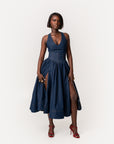 Denim Pinstripe NOEMI Midi Dress