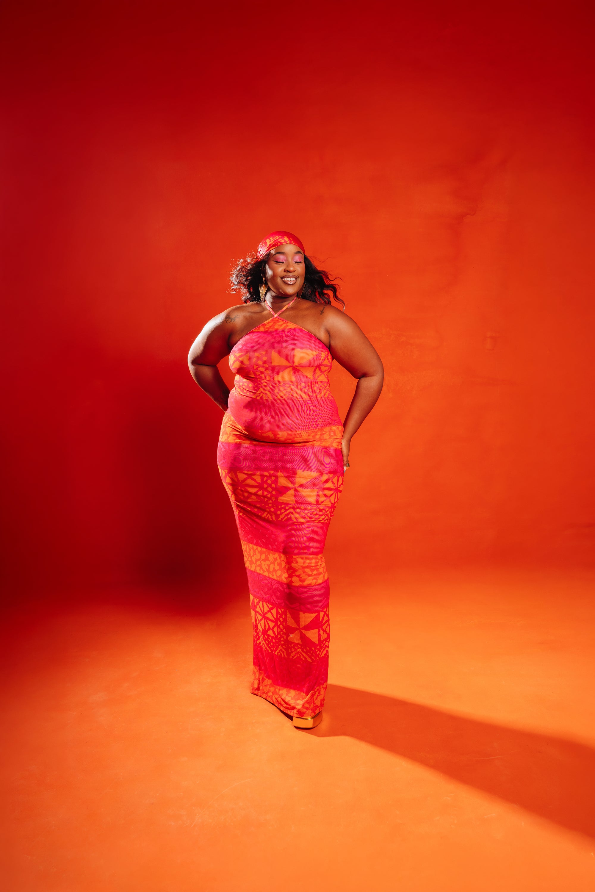 ANU PINK HALTER MAXI MESH DRESS