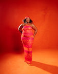 ANU PINK HALTER MAXI MESH DRESS