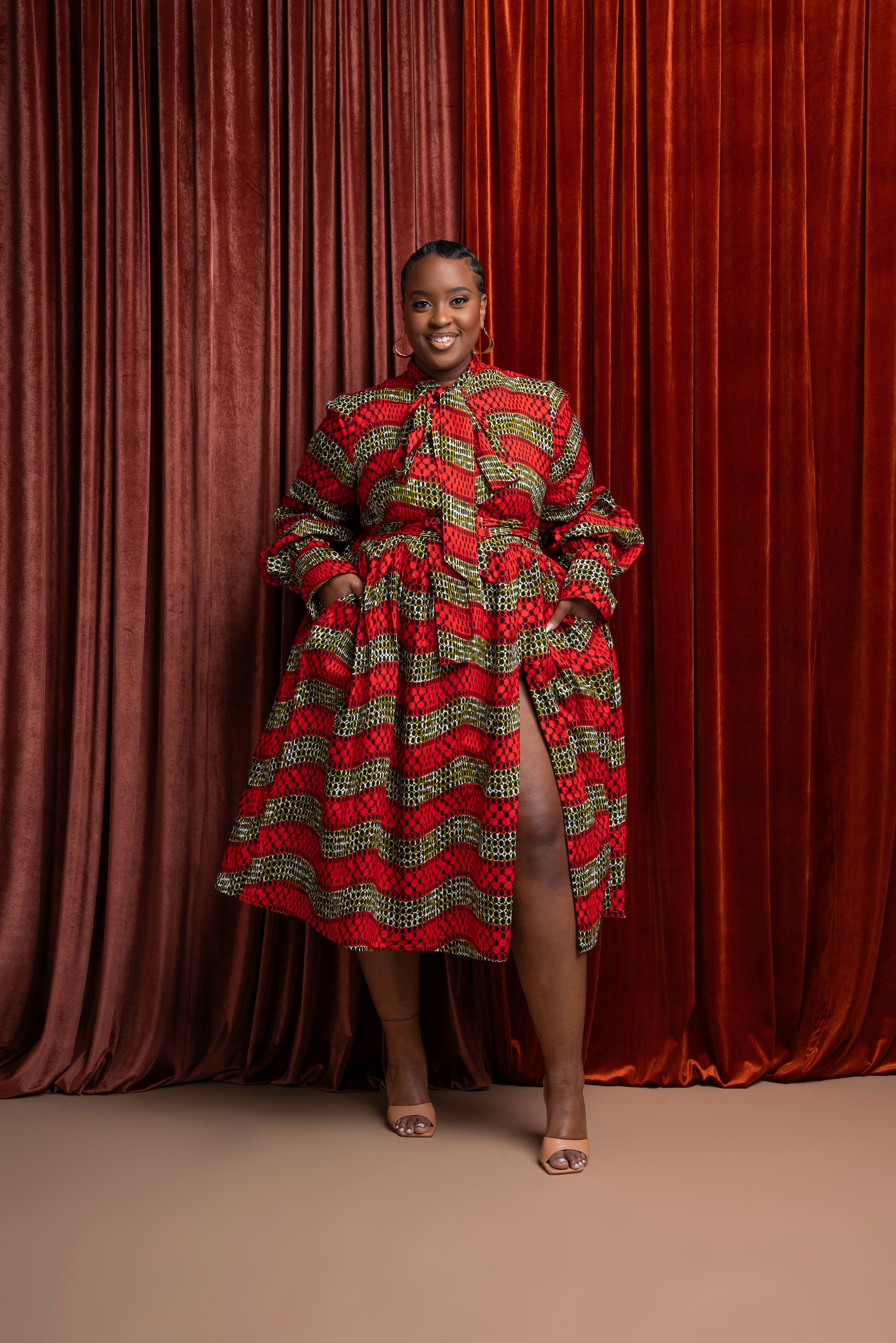 DIDI African Print Midi Dress (pussybow)