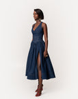 Denim Pinstripe NOEMI Midi Dress