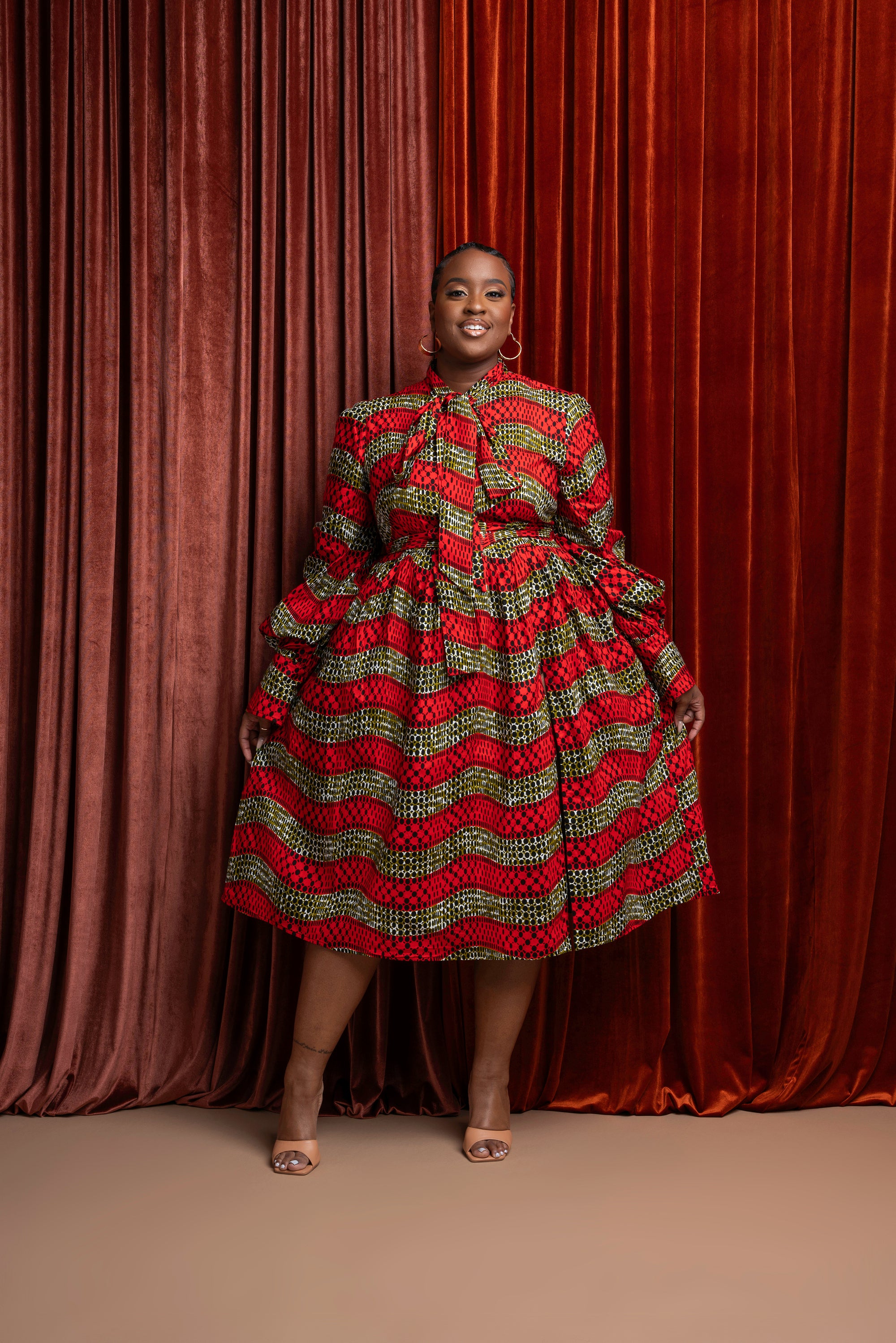 DIDI African Print Midi Dress (pussybow)