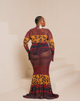 ANU RED LONG SLEEVE MAXI MESH DRESS