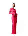 STELLA RUCHED MAXI MESH DRESS