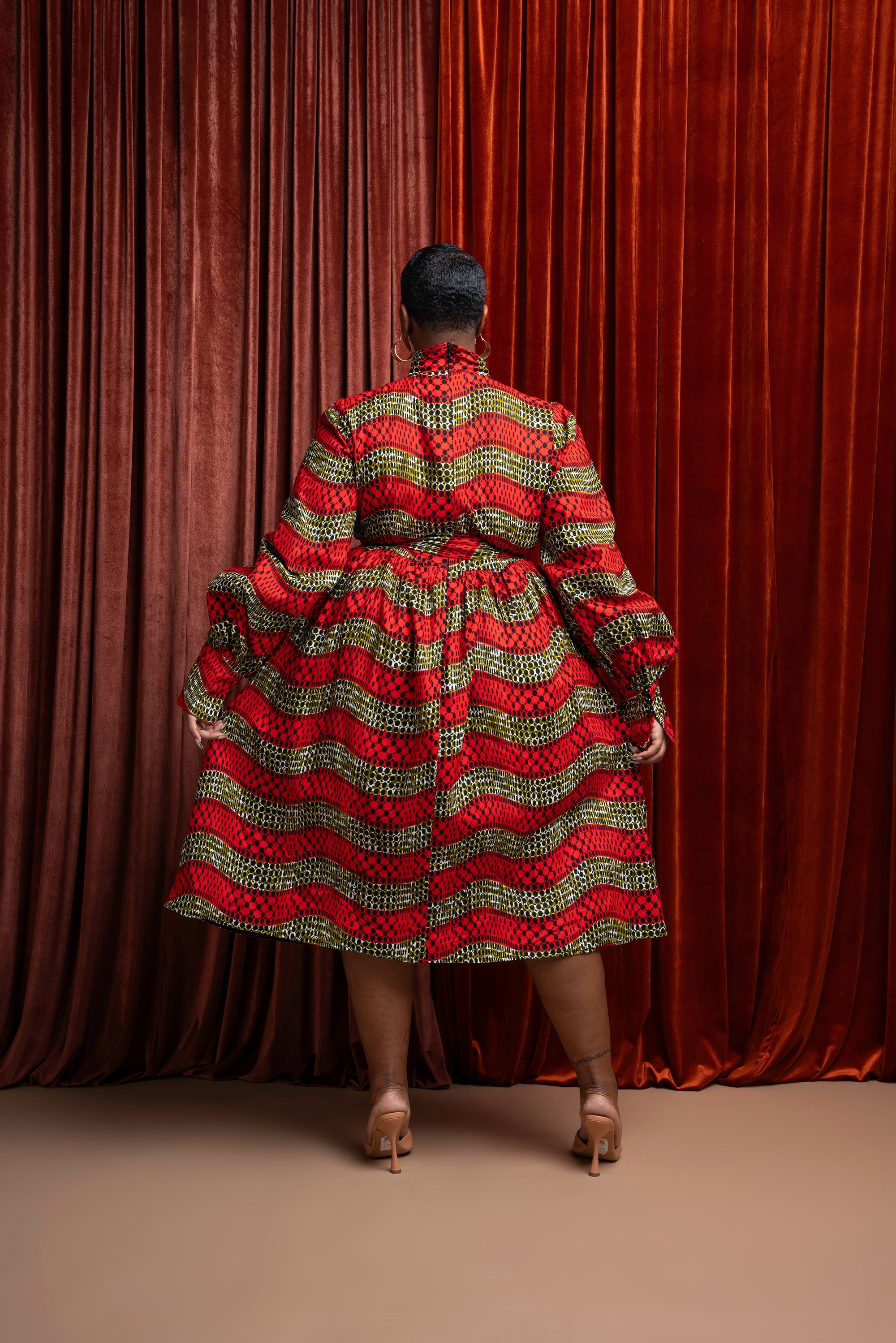 DIDI African Print Midi Dress (pussybow)