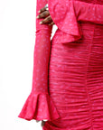 STELLA RUCHED MAXI MESH DRESS