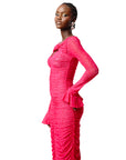 STELLA RUCHED MAXI MESH DRESS