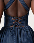 Denim Pinstripe NOEMI Midi Dress