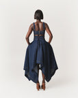 Denim Pinstripe ABI Corset Handkerchief Skirt