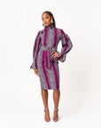 ADE African Print Mock Neck Midi Dress