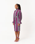 ADE African Print Mock Neck Midi Dress
