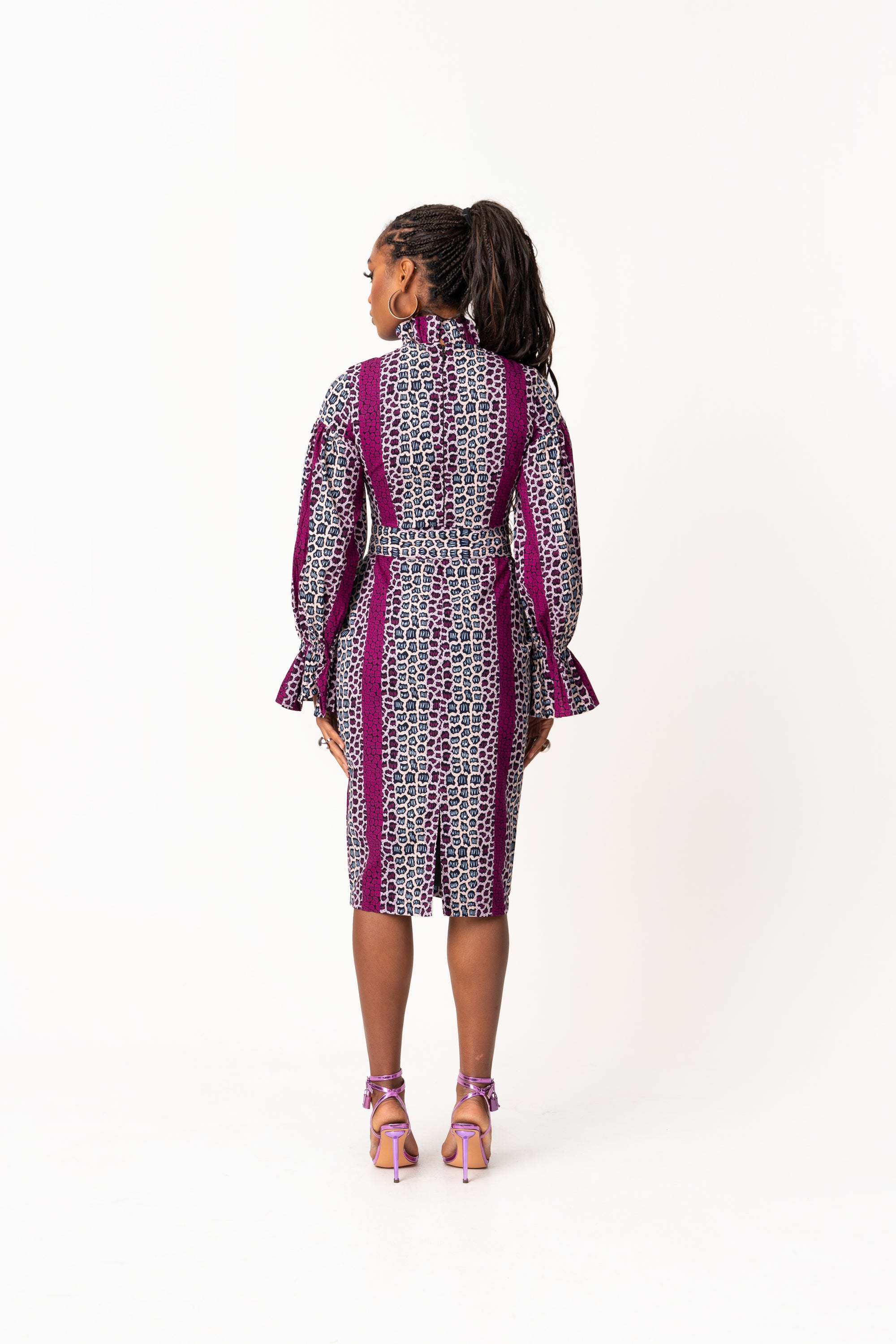 ADE African Print Mock Neck Midi Dress