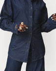 Denim Pinstripe TIA Button Up Shirt