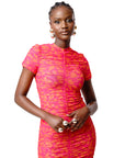 RAYE RUCHED MAXI MESH DRESS