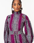 ADE African Print Mock Neck Midi Dress