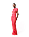 RAYE RUCHED MAXI MESH DRESS