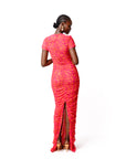RAYE RUCHED MAXI MESH DRESS