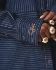 Denim Pinstripe TIA Button Up Shirt