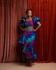 ZURI African Print Ruffle Hi-low Skirt