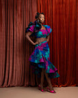 ZURI African Print Ruffle Hi-low Skirt
