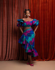 ZURI African Print Ruffle Hi-low Skirt