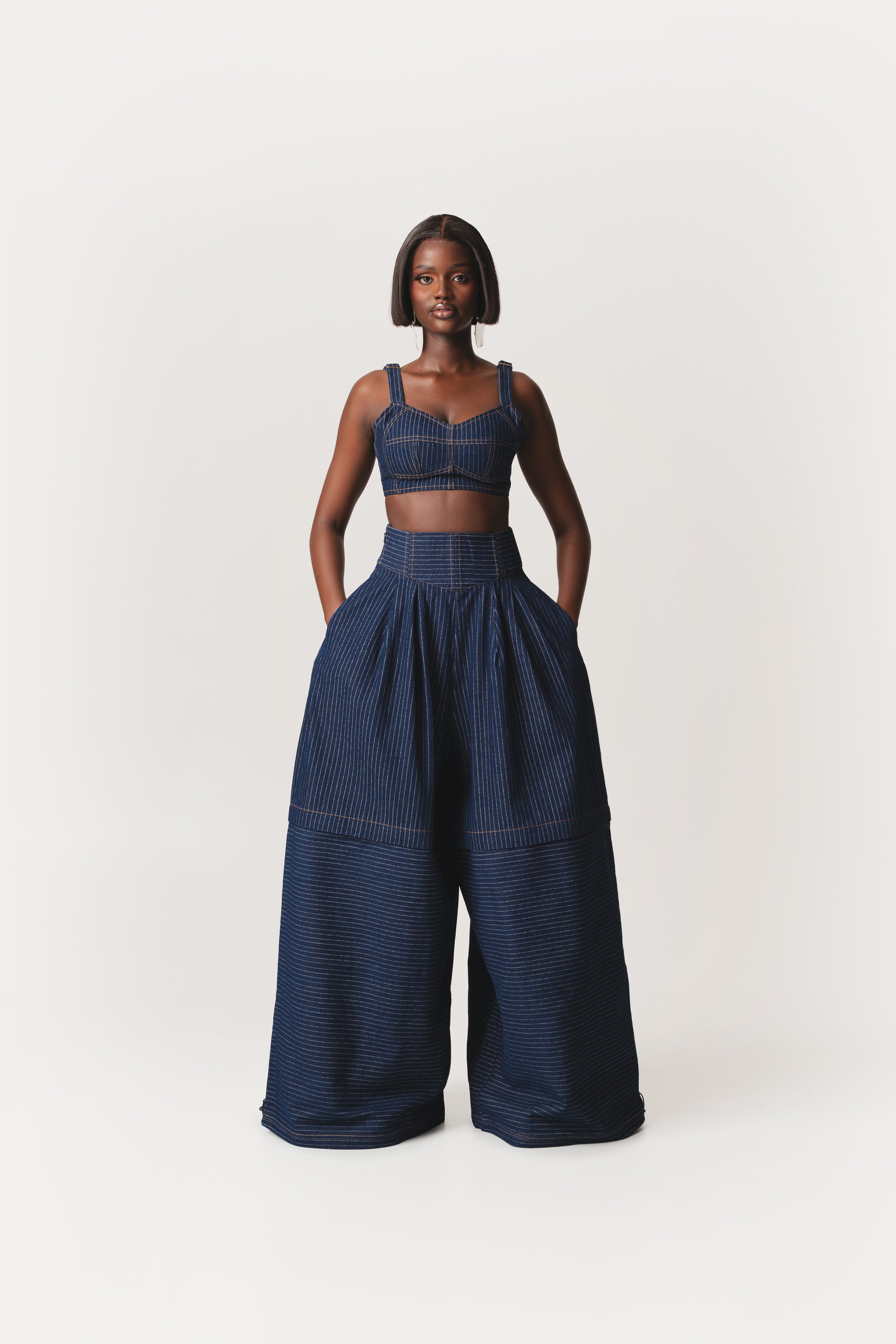 willow pants ヘリンボーン NEAT Derby oneita Denim Pinstripe SHANI Pants – OFUURE