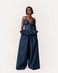 Denim Pinstripe ADELE Peplum Top