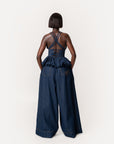 Denim Pinstripe ADELE Peplum Top