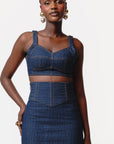 Denim Pinstripe ONA Mini Skirt