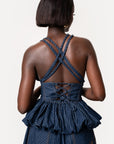 Denim Pinstripe ADELE Peplum Top