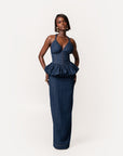 Denim Pinstripe ADELE Peplum Top