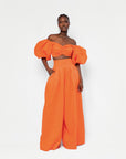 Linen KIARA Wide Leg Pants in Orange