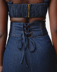 Denim Pinstripe ONA Maxi Skirt
